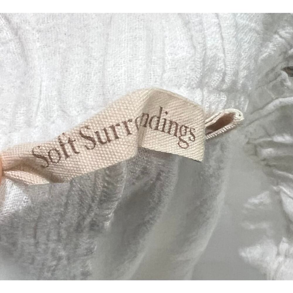 Soft Surroundings Siesta Keys Gauze Crepe Pants White Cotton Wide Leg Size L - Picture 9 of 11